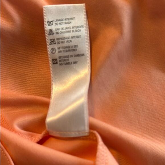 AMERICAN RETRO Peach Ruffle One-Shoulder Dress 80s Prom Flapper Tulle Polka Dot - Picture 9 of 11